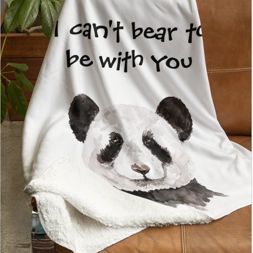 Modern Romantic Quote With Black And White Panda Sherpa Blanket
