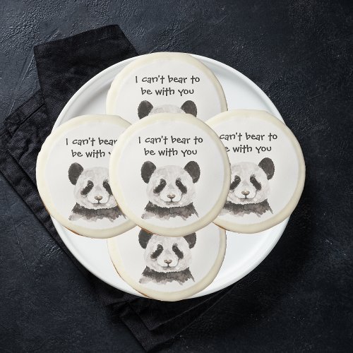 Modern Romantic Quote With Black And White Panda Sugar Cookie