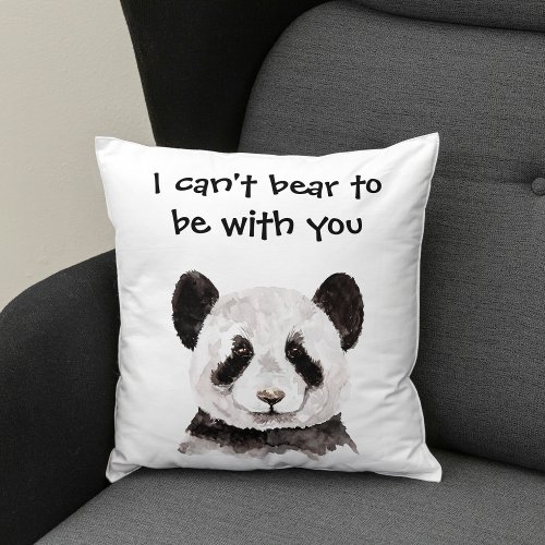 Modern Romantic Quote With Black And White Panda Throw Pillow