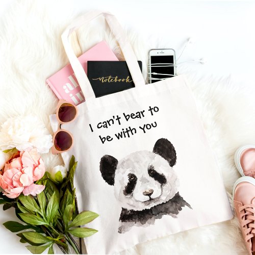 Modern Romantic Quote With Black And White Panda Tote Bag