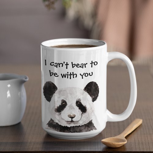 Modern Romantic Quote With Black And White Panda Two_Tone Coffee Mug