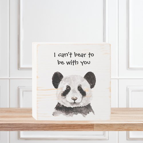 Modern Romantic Quote With Black And White Panda Wooden Box Sign