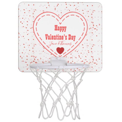 Modern Romantic Red Heart Happy Valentines Day Mini Basketball Hoop