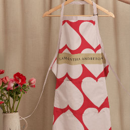 Modern  Romantic Red &amp; Pink Hearts Pattern  Apron