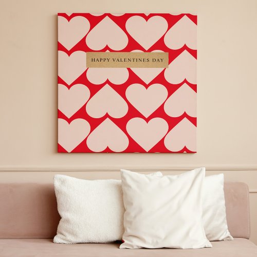 Modern  Romantic Red  Pink Hearts Pattern  Canvas Print