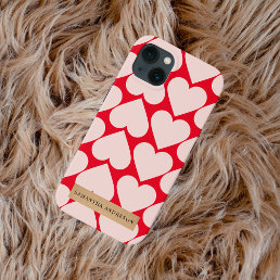Modern  Romantic Red &amp; Pink Hearts Pattern  iPhone 13 Case