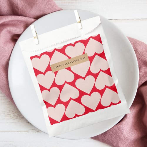 Modern  Romantic Red  Pink Hearts Pattern  Favor Bag