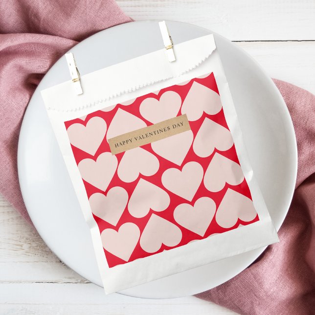 Modern  Romantic Red & Pink Hearts Pattern  Favor Bag (Creator Uploaded)