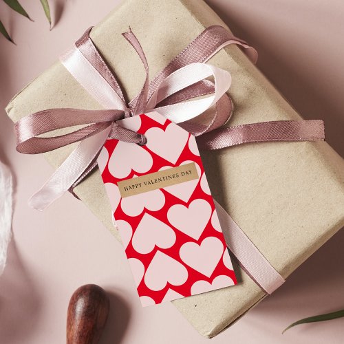 Modern  Romantic Red  Pink Hearts Pattern  Gift Tags