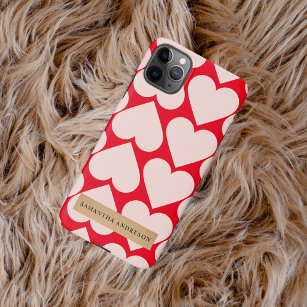 Modern  Romantic Red & Pink Hearts Pattern  iPhone 11Pro Max Case