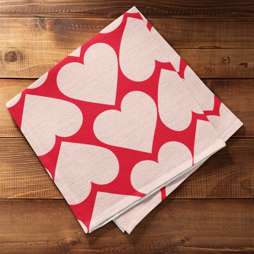 Modern  Romantic Red  Pink Hearts Pattern  Kitchen Towel