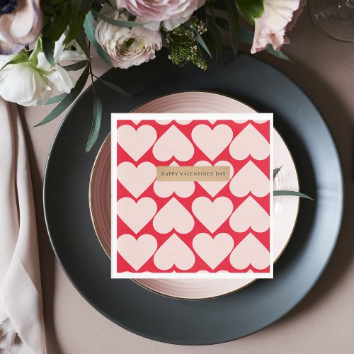 Modern  Romantic Red  Pink Hearts Pattern  Napkins