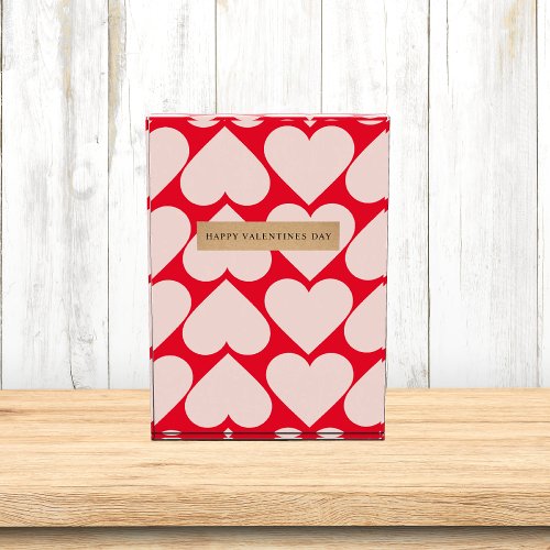 Modern  Romantic Red  Pink Hearts Pattern  Photo Block