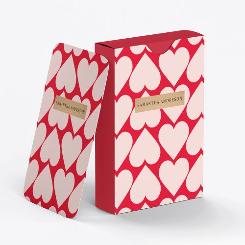 Modern  Romantic Red  Pink Hearts Pattern  Poker Cards