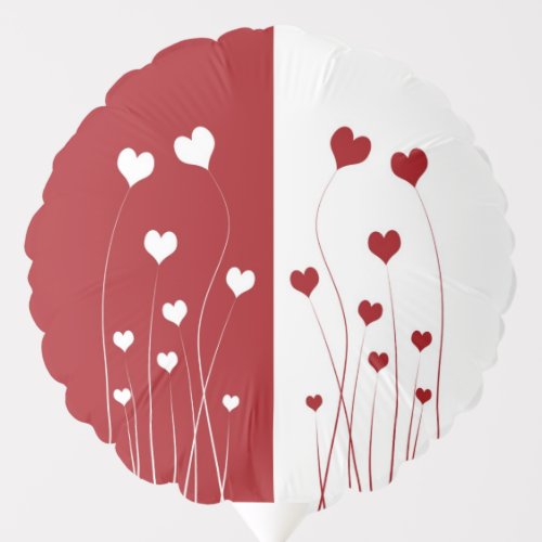 Modern Romantic Red White Love Hearts Balloon