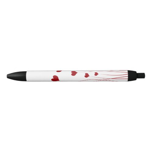 Modern Romantic Red White Love Hearts Black Ink Pen