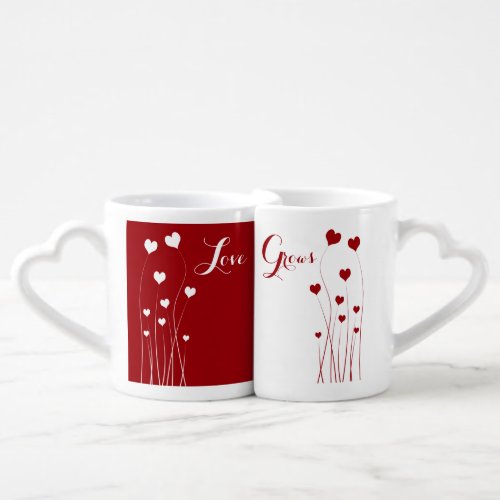 Modern Romantic Red White Love Hearts Coffee Mug Set