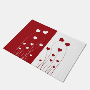Modern Romantic Red White Love Hearts Doormat