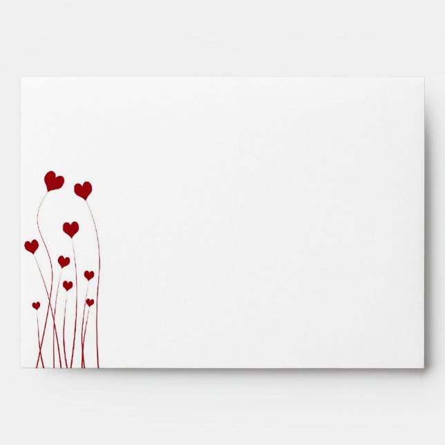Modern Romantic Red White Love Hearts Envelope (Front)
