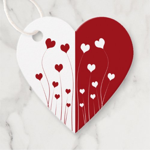 Modern Romantic Red White Love Hearts Favor Tags