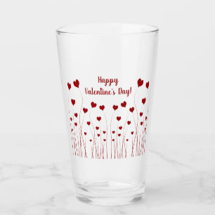 Modern Romantic Red White Love Hearts Glass