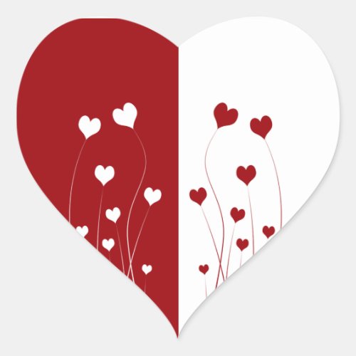 Modern Romantic Red White Love Hearts Heart Sticker