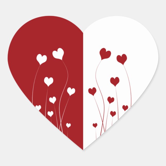 Modern Romantic Red White Love Hearts Heart Sticker (Front)