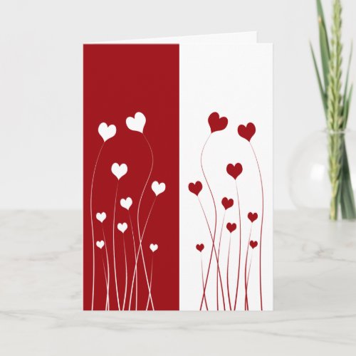 Modern Romantic Red White Love Hearts Holiday Card