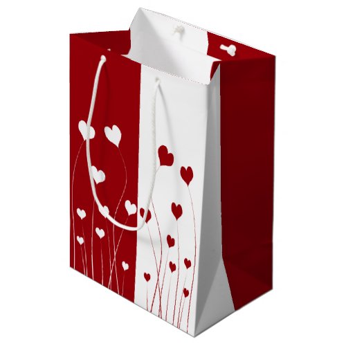 Modern Romantic Red White Love Hearts Medium Gift Bag