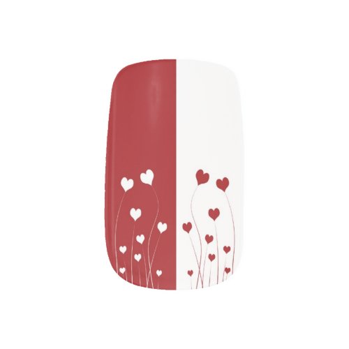 Modern Romantic Red White Love Hearts Minx Nail Art