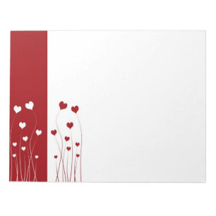 Modern Romantic Red White Love Hearts Notepad