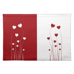 Modern Romantic Red White Love Hearts Placemat