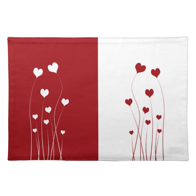 Modern Romantic Red White Love Hearts Placemat (Front)