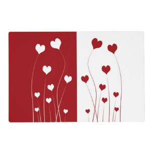 Modern Romantic Red White Love Hearts Placemat