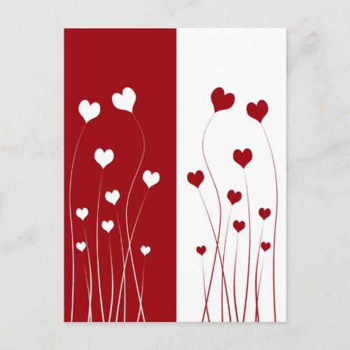 Modern Romantic Red White Love Hearts Postcard