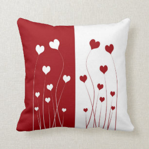 Modern Romantic Red White Love Hearts Throw Pillow