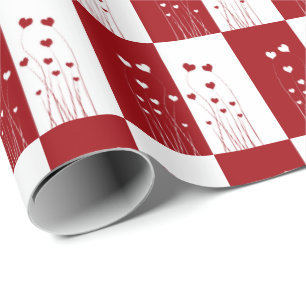 Modern Romantic Red White Love Hearts Wrapping Paper