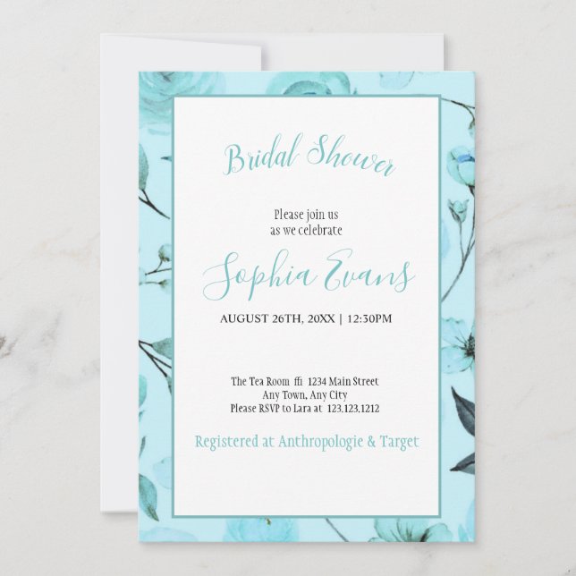 Modern Romantic Rose and Floral Bridal Shower Invi Invitation (Front)