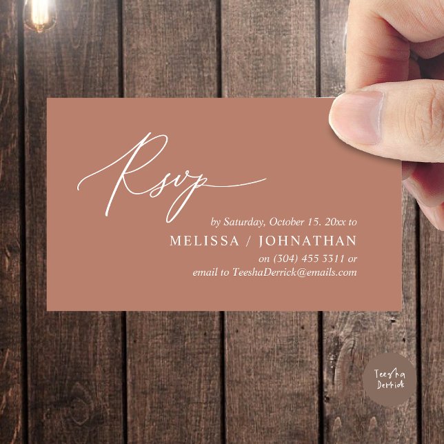 Modern Romantic RSVP Wedding Dinner Invitation (Modern Romantic RSVP Wedding Dinner Invitation Enclosed Reminder Online Email Card Terracotta Earthy)