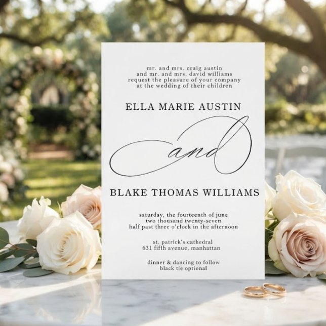 Modern Romantic Script Wedding Invitation (Creator Uploaded)