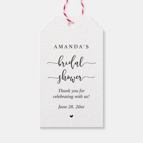 Modern Romantic Simple Black  Bridal Shower Gift Tags