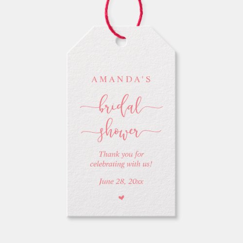 Modern Romantic Simple Blush Pink  Bridal Shower Gift Tags
