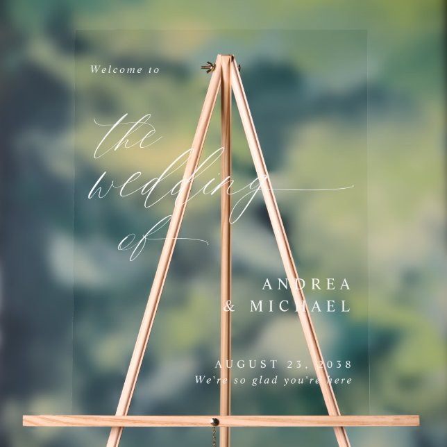 Modern Romantic Soft Wedding Welcome Acrylic Sign (Neutral)