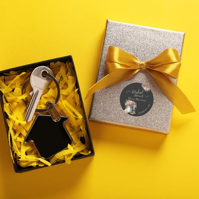 Modern Romantic Spring Flowers Vase Bridal Shower Classic Round Sticker (Creator Uploaded)