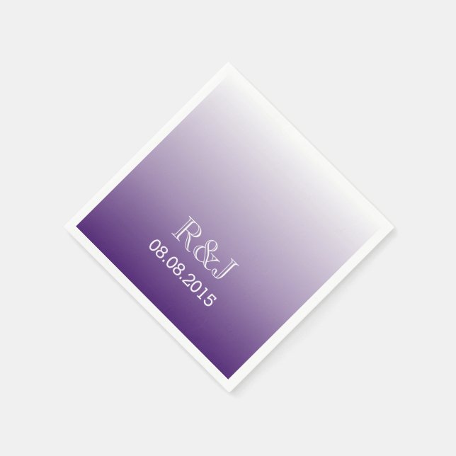 modern romantic summer lilac ombre purple wedding napkins (Corner)