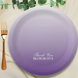 modern romantic summer lilac ombre purple wedding paper plates