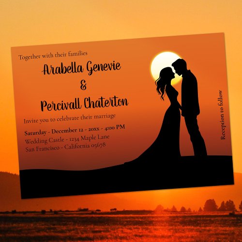 Modern Romantic Sunrise Silhouette Wedding Invitation