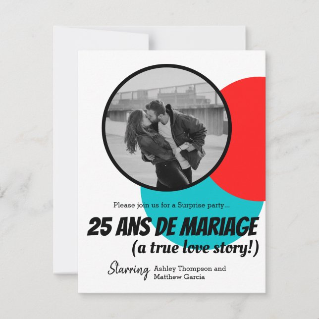 Modern romantic surprise 25th Wedding Anniversary Invitation (Front)
