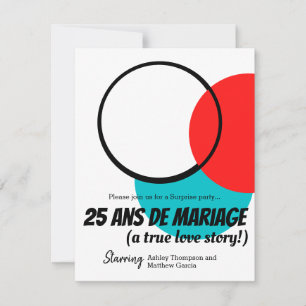 Modern romantic surprise 25th Wedding Anniversary Invitation