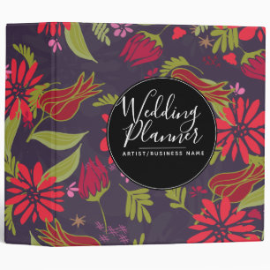 Modern Romantic Tulip Rose Florals Wedding Planner 3 Ring Binder